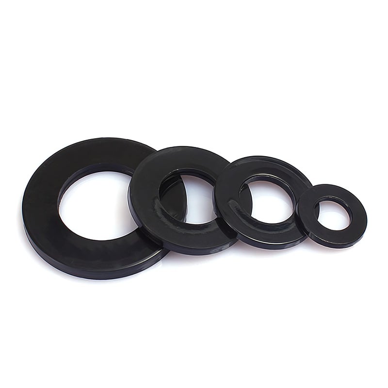 NACX 300Pcs Black Nylon Plastic Round Flat Washer Gasket Spacer Fastener M6 x 12mm x 1.5mm - Image 1